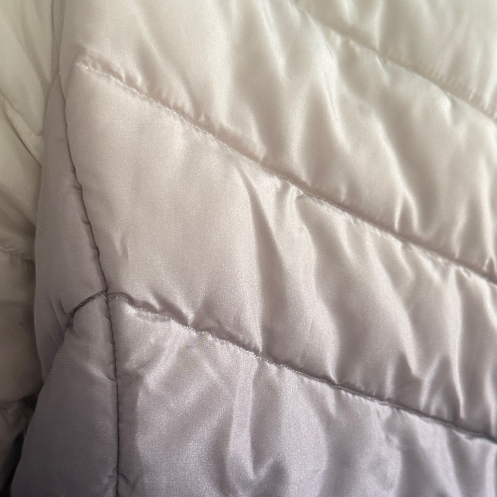 Elegant Women's Ombre Puffer Jacket - Cream and Purple - Picture 10 of 10
